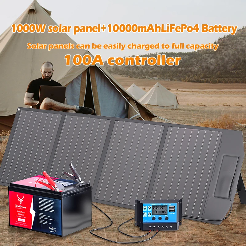 1000w Foldable Solar Panel Outdoor Mobile Phone Solar Charger Suitable for Mobile Power Banks And Small Power Plants