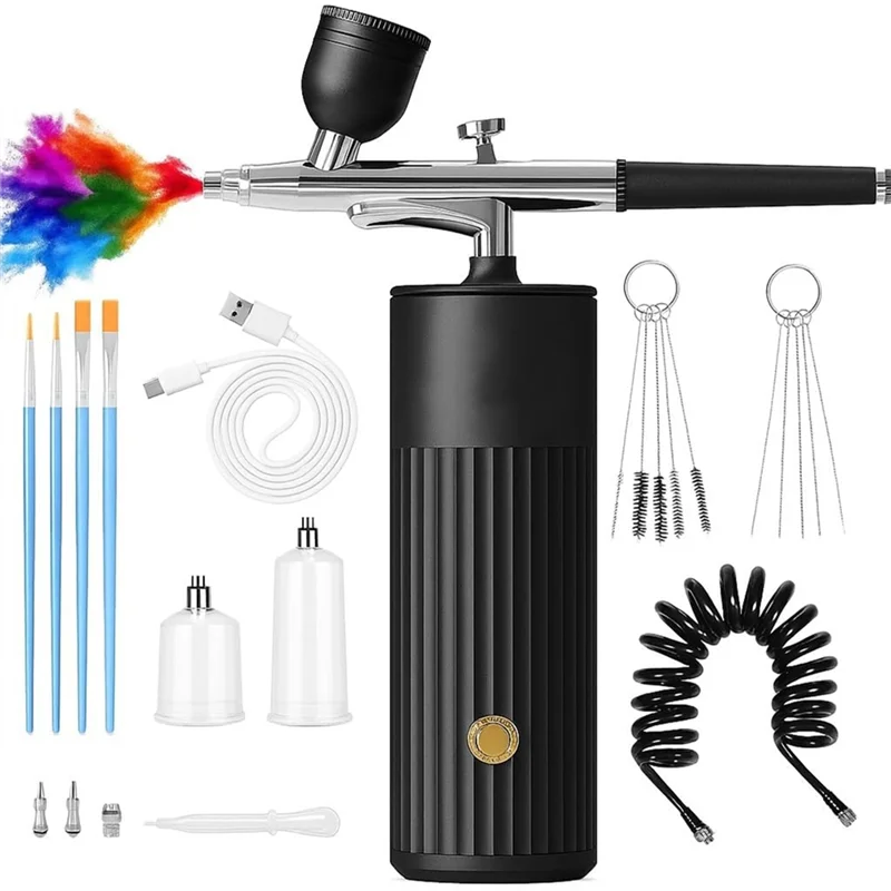 Conjunto de aerógrafo sem fio MOPHE, compressor recarregável 48 PSI, kit de aerógrafo portátil para unhas, maquiagem, arte