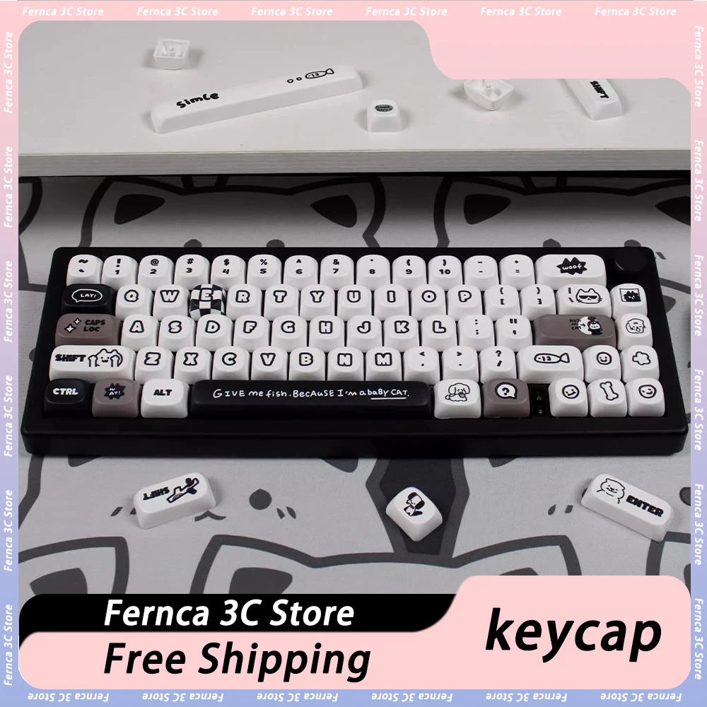 

Cartoon Keycaps Sublimation Art 131/149 Keys Personality PBT Cute Puppy Kitten Mechanical Keyboard Keycaps Custom Gift Wooting