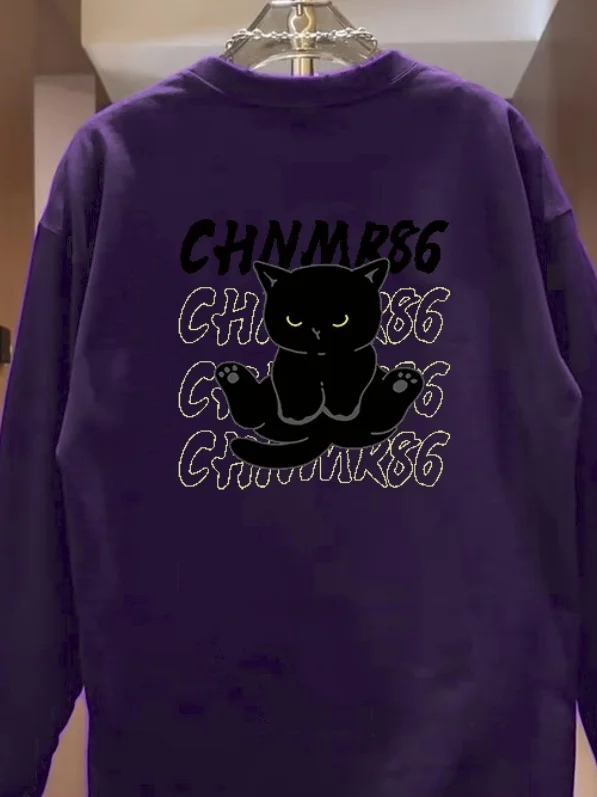 

Cartoon Print Long Sve Pure Cotton T-irt Loose Fit round Ne Spring Autumn Faionable Casual Top for Young Men