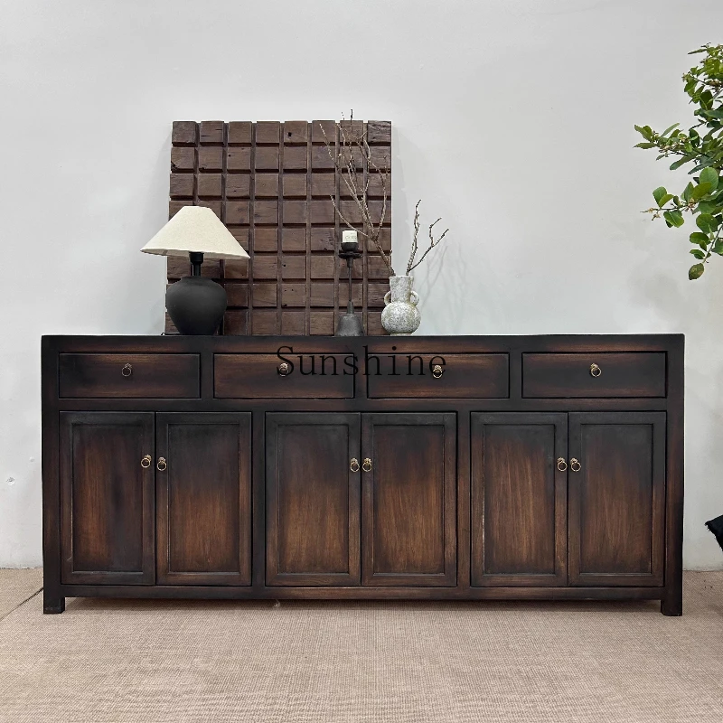 

Wabi Sandy Wind Solid Wood Entrance Cabinet Homestay Retro Storage Locker