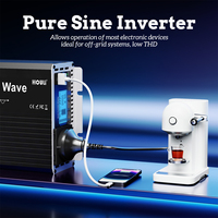 Rated Power 2000W Peak Power 4000W Pure Sine Wave Power Inverter Dc 12V/24V to Ac 220V 230V Converter with Lcd Display Remote Control with 1 Ac Outlet and 1 USB Port for Cars Trucks Rvs