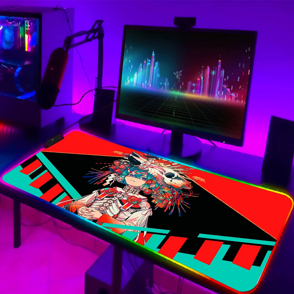 

Маски Аниме RGB Akiakane, коврики для мыши, игровой коврик для мыши с клавиатурой, игровые аксессуары, Настольный коврик, большой нескользящий коврик для мыши