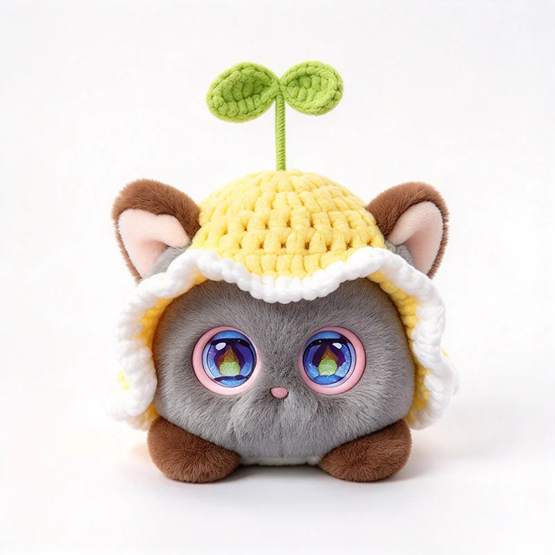 AI Grass Cat Plush Toy, Tuya Smart APP WiFi/4G Voice Interactive Doll, Touch Sensor Dynamic Eyes Companion Gift