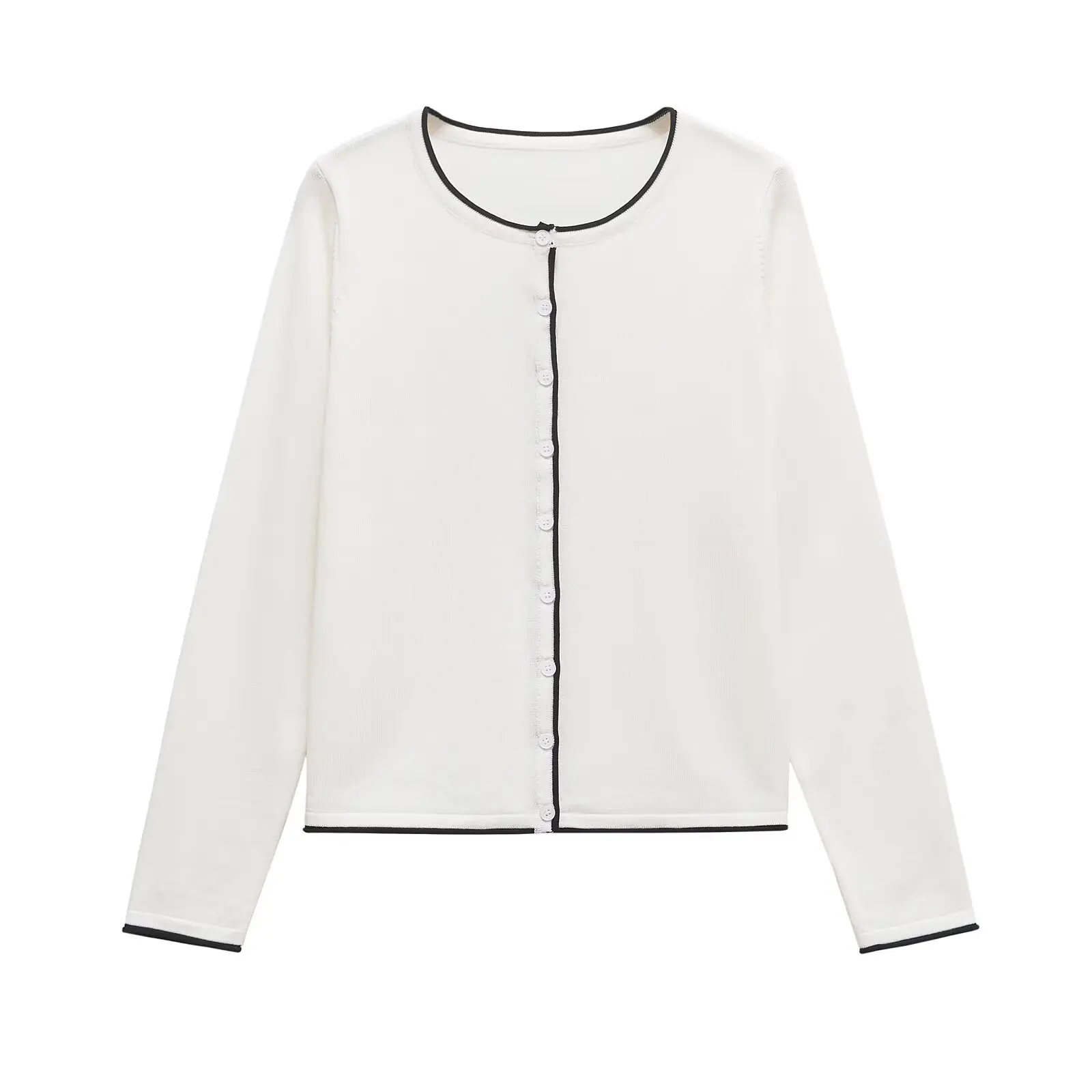 Tangada 2025 Fashion Women White Knitted Sweater Jumper Long Sleeve Cardigan AI0234