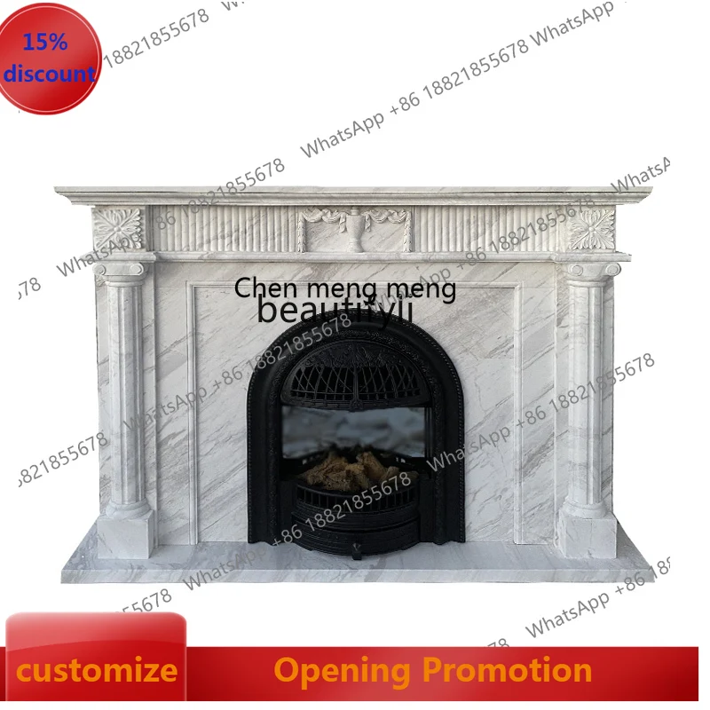 

Natural marble mantel French living room European decorative stone stone carving ornament hand-carved living room decoration