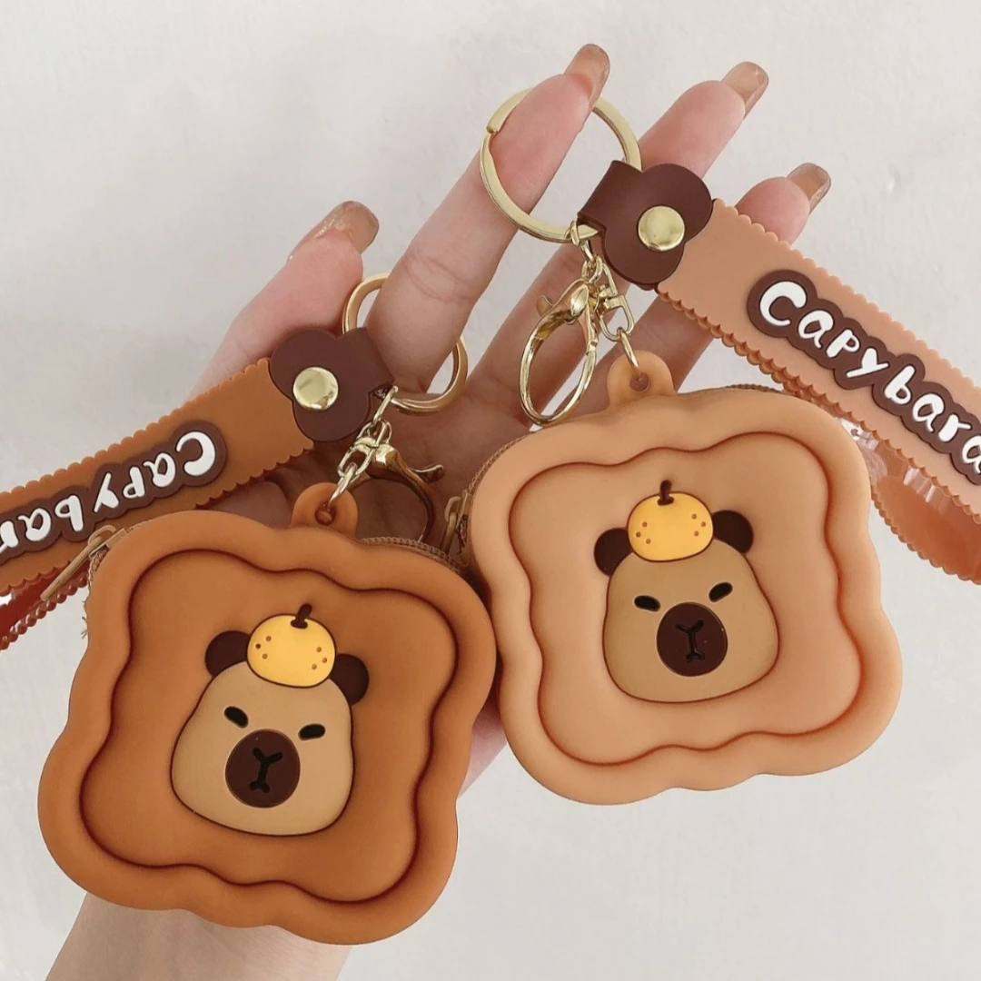 لطيف سيليكون كابيبارا محفظة نسائية للعملات المعدنية حقيبة تخزين صغيرة المفاتيح محفظة صغيرة الإبداعية قلادة حقيبة سماعة الاذن حقيبة معلقة الديكور