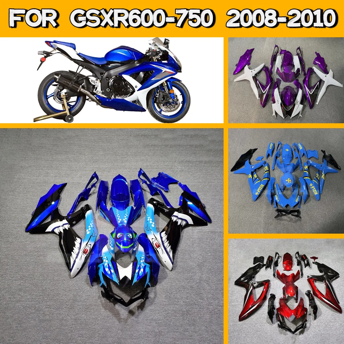 

Prime Fairings 2008 2009 2010 GSXR 600 750 Full ABS Painted Fairing Set Injection Molded Fit for 08 09 10 Suzuki GSXR600 GSXR750