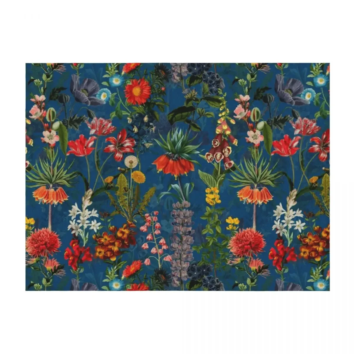 

Vintage Blue Springflower Meadow Botanical Night Garden Throw Blanket blankets ands Quilt Plaid Baby Blankets