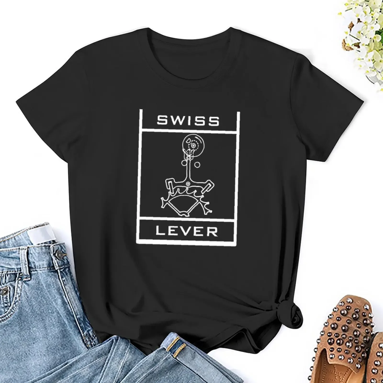 White Swiss Lever Mechanism T-Shirt sweat animal print cute clothes Female clothing t-shirts for Women pack