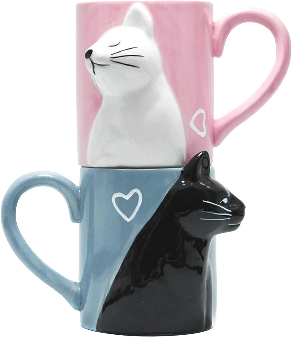 2-PCS Kiss Cat Coffee Mug Set – Perfekte Hochzeitsgeschenke mit Charakter und Charme