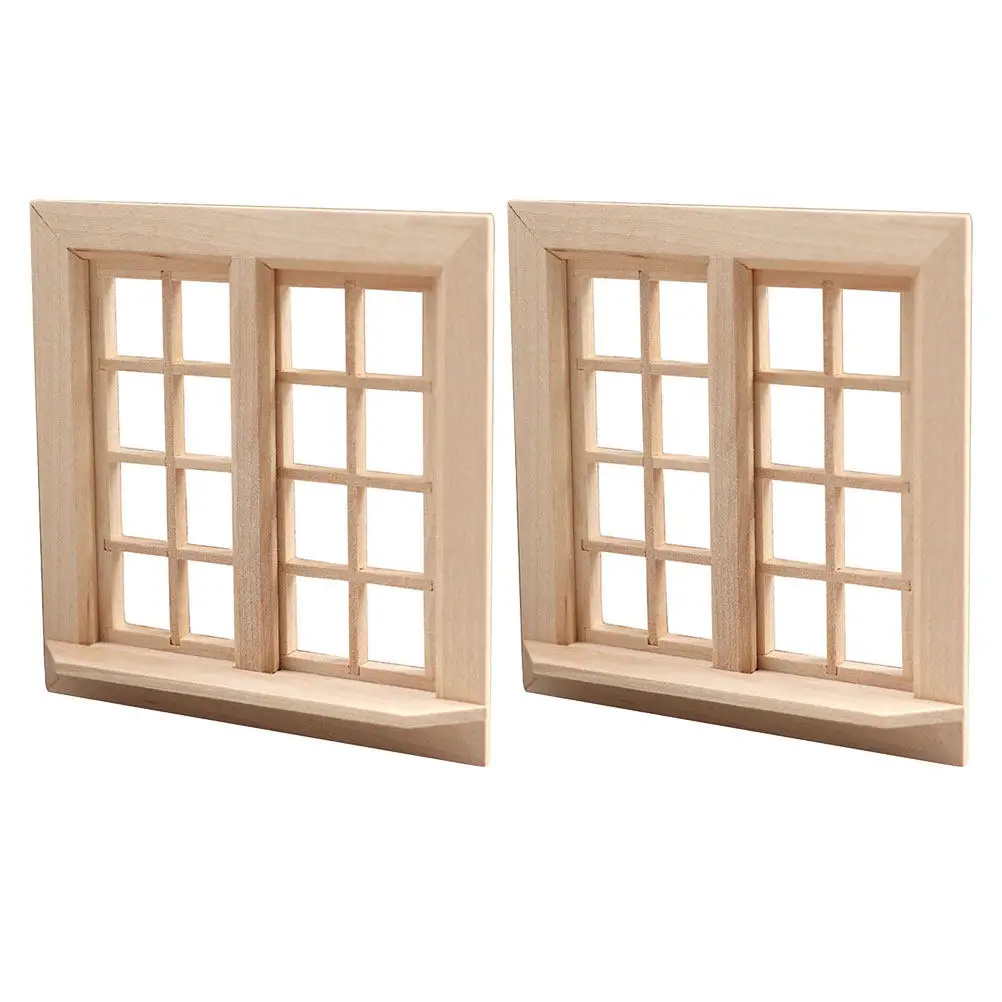 

2 шт. реалистичные миниатюрные деревянные окна для кукольного домика, мебель для кукольного домика, реалистичный дизайн, тонкая работа, мини-окно для дома