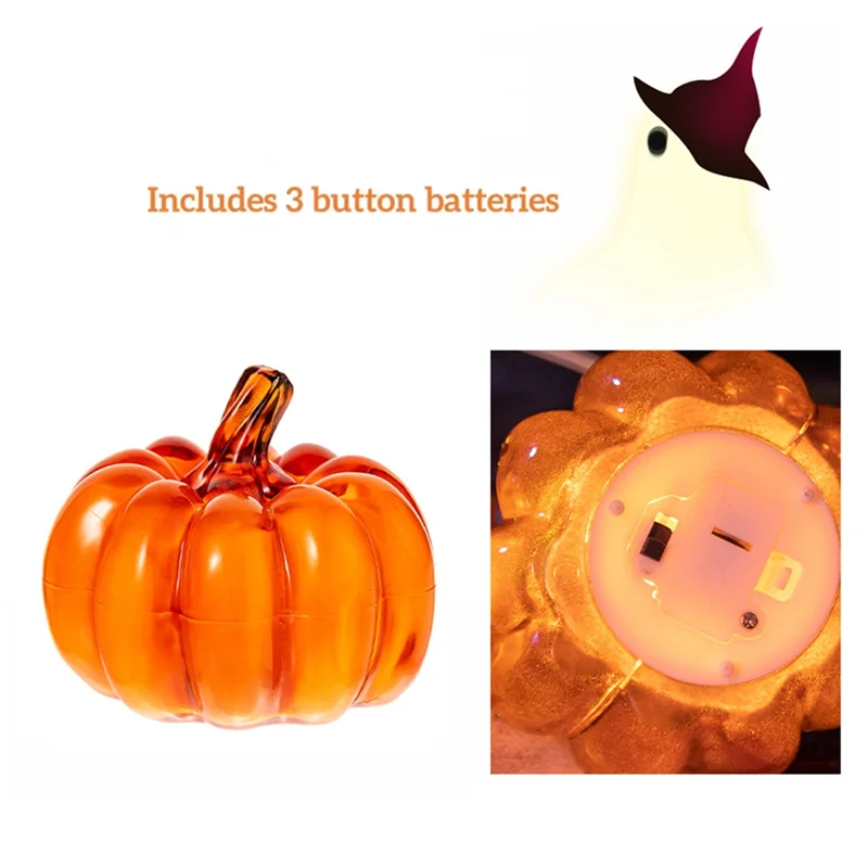 ONCE untuk Halloween Lampu Labu LED Menyala Meja untuk Alat Peraga Pakaian Halloween Pencahayaan Suasana Meriah Kuning
