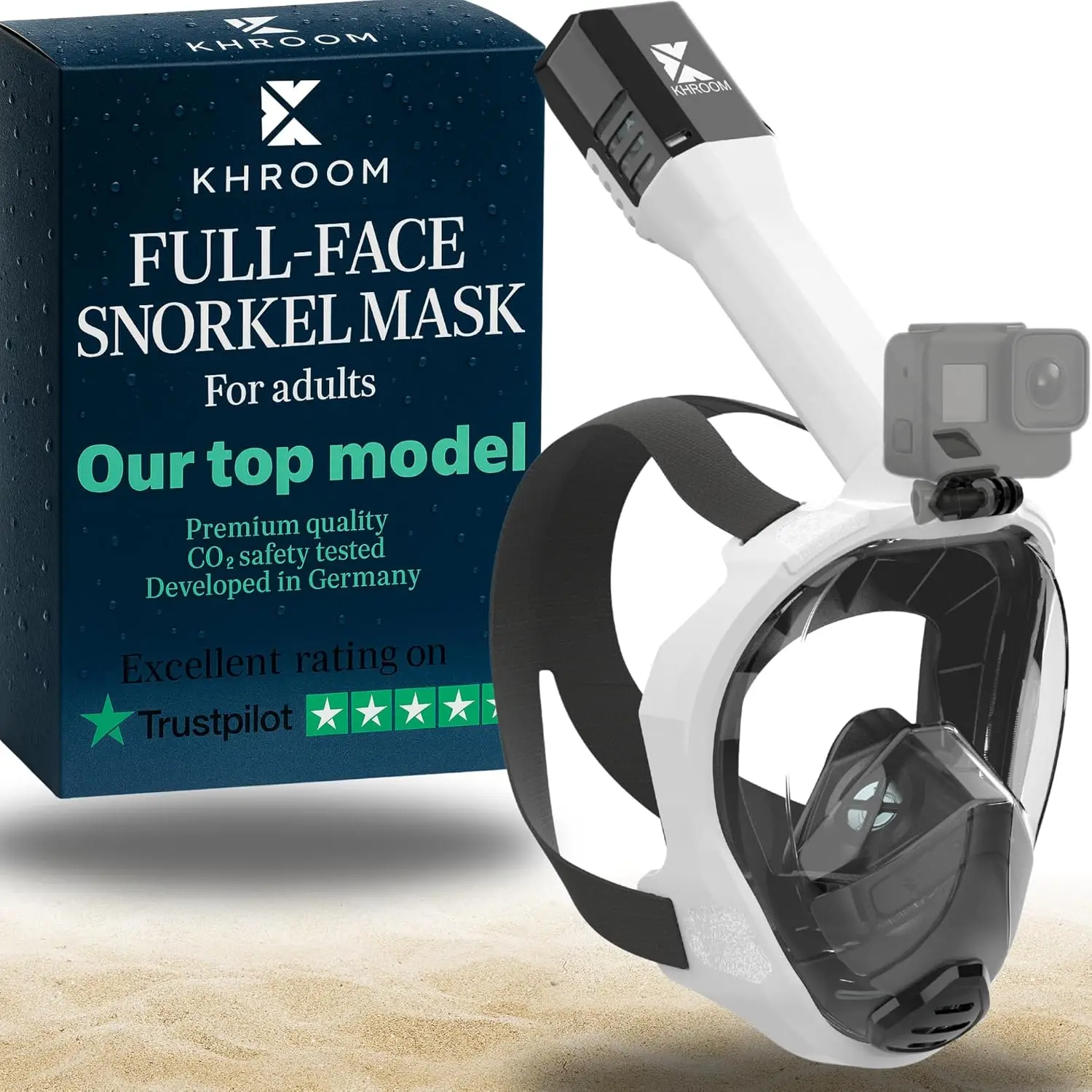 

Full Face Snorkel Mask for Adults with CO2-Safe Design, 3X Air Intake, Anti-Fog, and 180° View