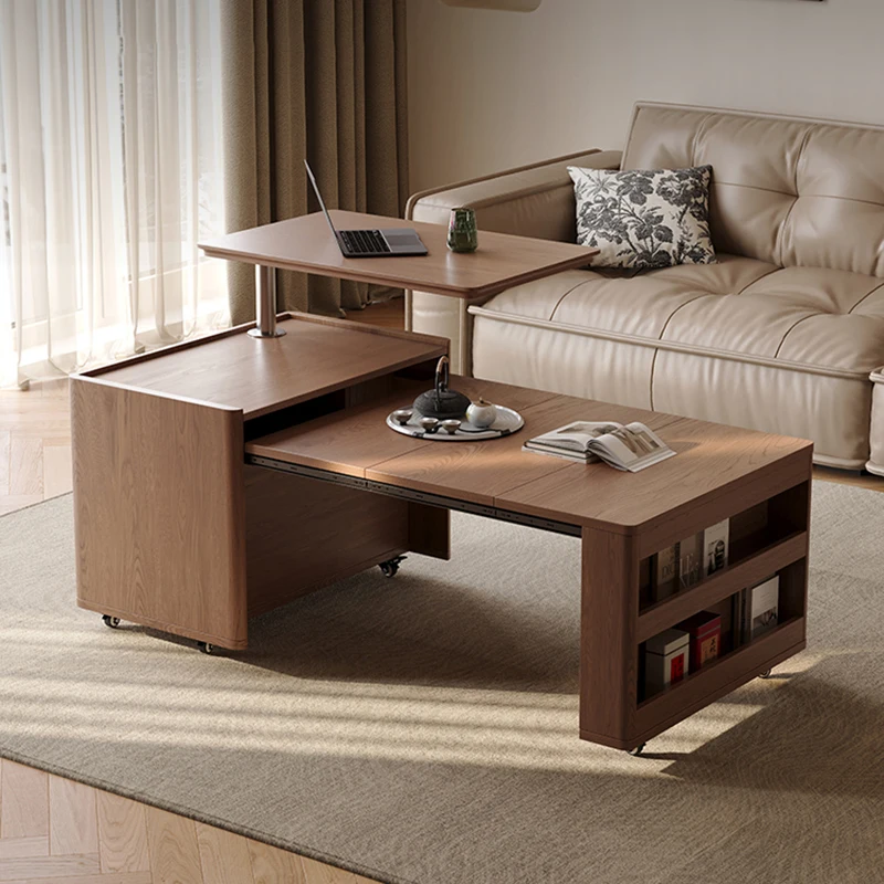 Wabi Sabi Multifunction Coffee Tables Convertible Design Living Room Storage Coffee Tables Lift Top Movable Mesinha Furniture