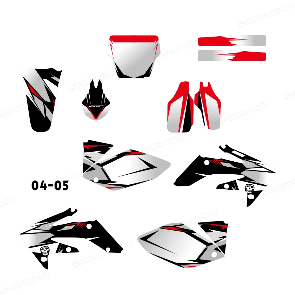

Декоративные наклейки для мотокросса, подходят для Honda CRF250 CRF250R CRF 250 R 2004-2009 05 06 07 08, графические фоновые наклейки-декали