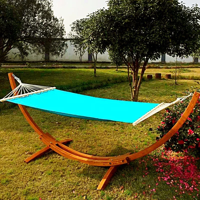 Outdoor portable luxury camping lounge chair garden hanging wooden hammock