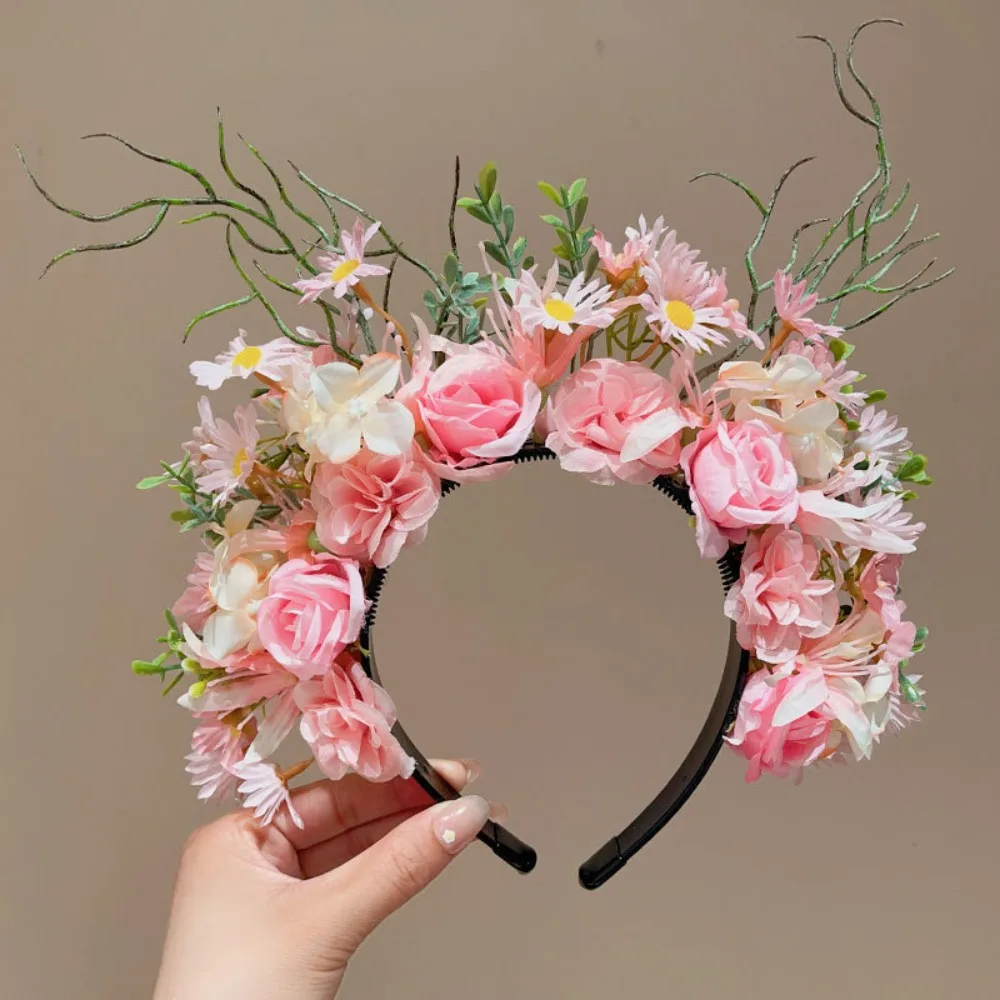 

Cloth Quanzhou Head-pinned Flower Hair Hoop Headdress Simulation Flower Hair Band Garland Photograph Props