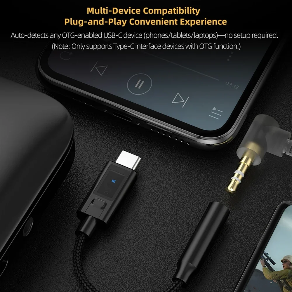 KZ AM02 سماعات أذن رقمية محمولة مكبر للصوت USB DAC ضبط نوع c إلى 3.5 مللي متر كابل محول مع DAC رقاقة فك سماعة أمبير