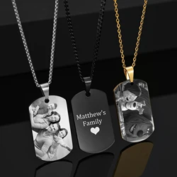 Engrave Name Photo Drawing Necklace Stainless Steel Personalized Art Logo Design Pendant for Woman Kids Family Jewelry Gifts