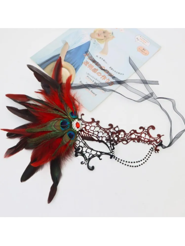 Masque pour les yeux Sexy plume eau diamant gland vénitien mascarade bal Halloween fête déguisement accessoires de déguisement dame masque facial