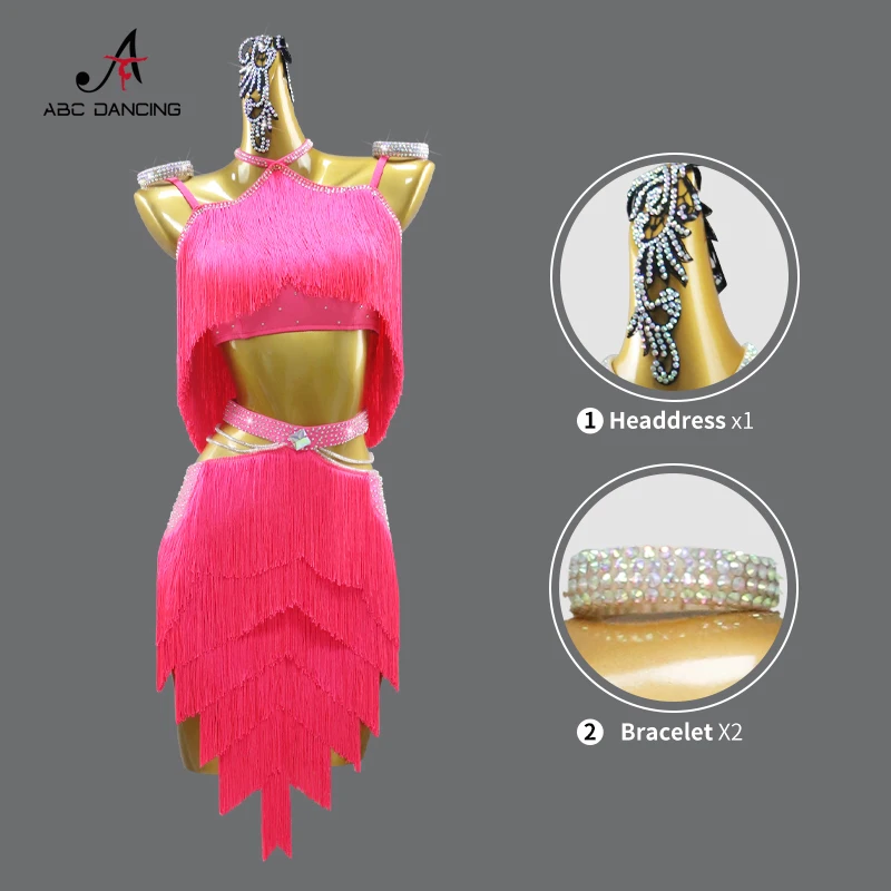 Strój do tańca latynoamerykańskiego, spódnica, sukienka taneczna, kostium sceniczny, odzież sportowa na zawody, damski strój wieczorowy na bal, strój z rozcięciem, kostium dla dziewcząt, 2025