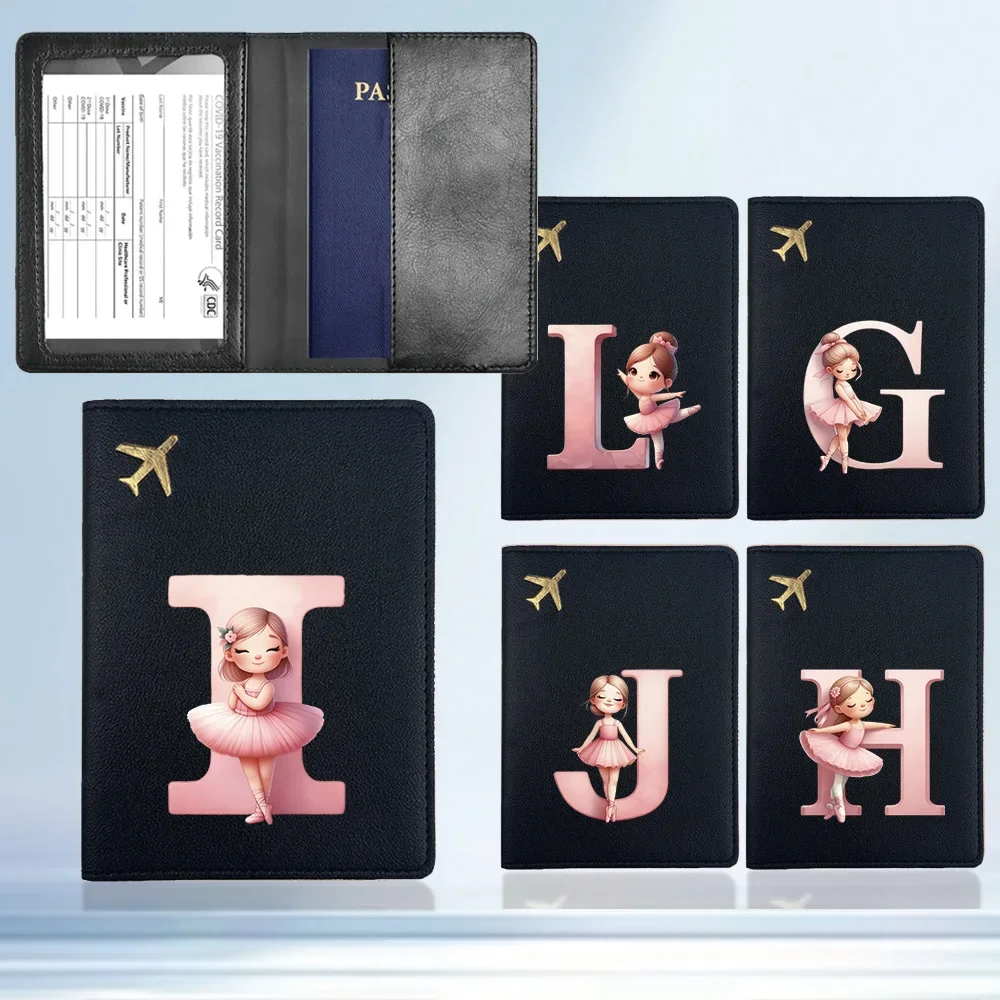 مجموعة جواز سفر PU ممتازة، حقيبة تخزين متينة لجواز السفر، اسم راقصة الباليه للفتيات الأولي، نمط 26 حرفًا #1