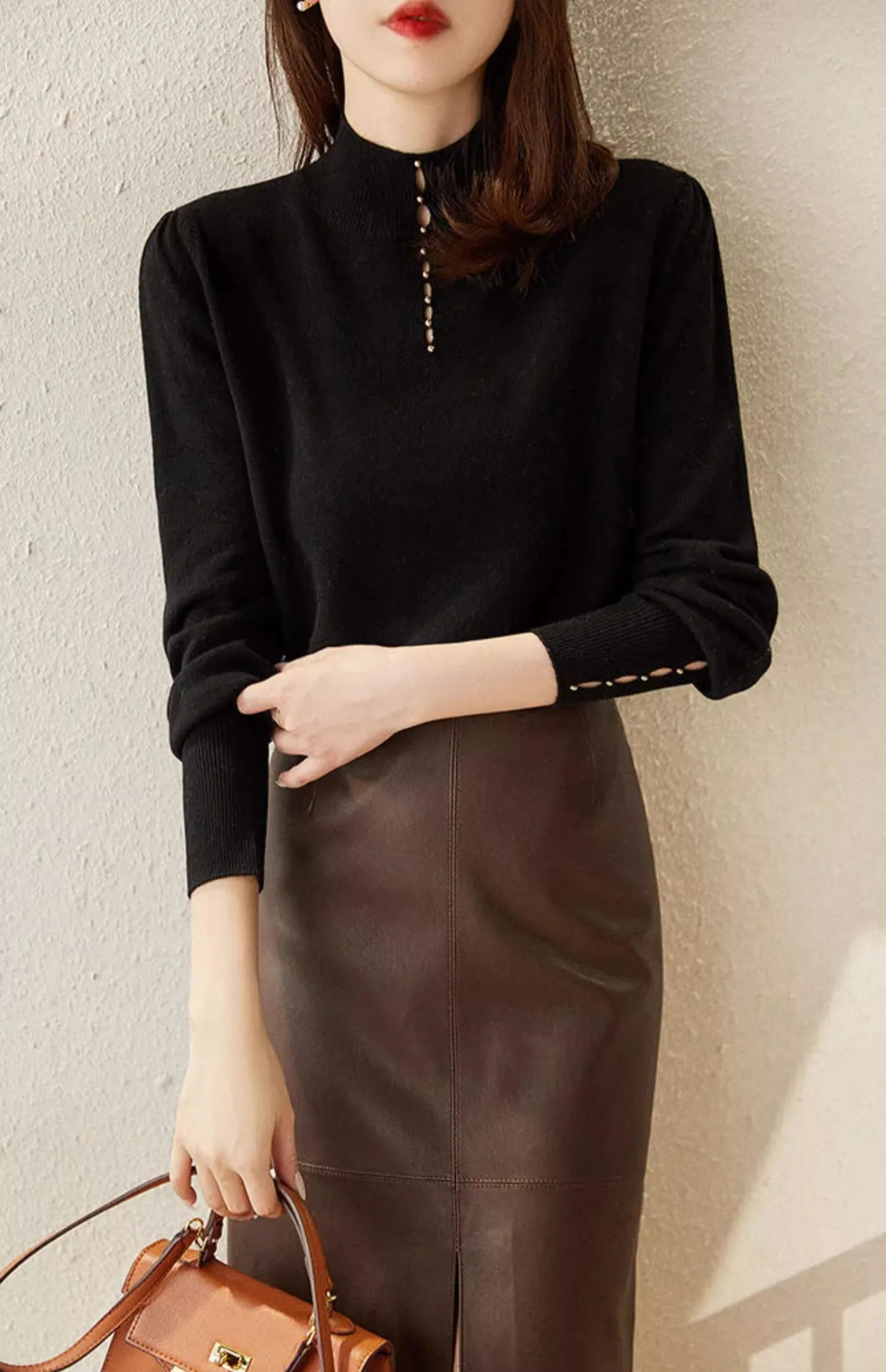 Damesmode Effen Coltrui Trui Sweaetr 2023 Herfst Nieuwe Kraal Losse Slanke Vrouwelijke Onderkant Gebreide Shirt Hoge Kwaliteit S-XXL