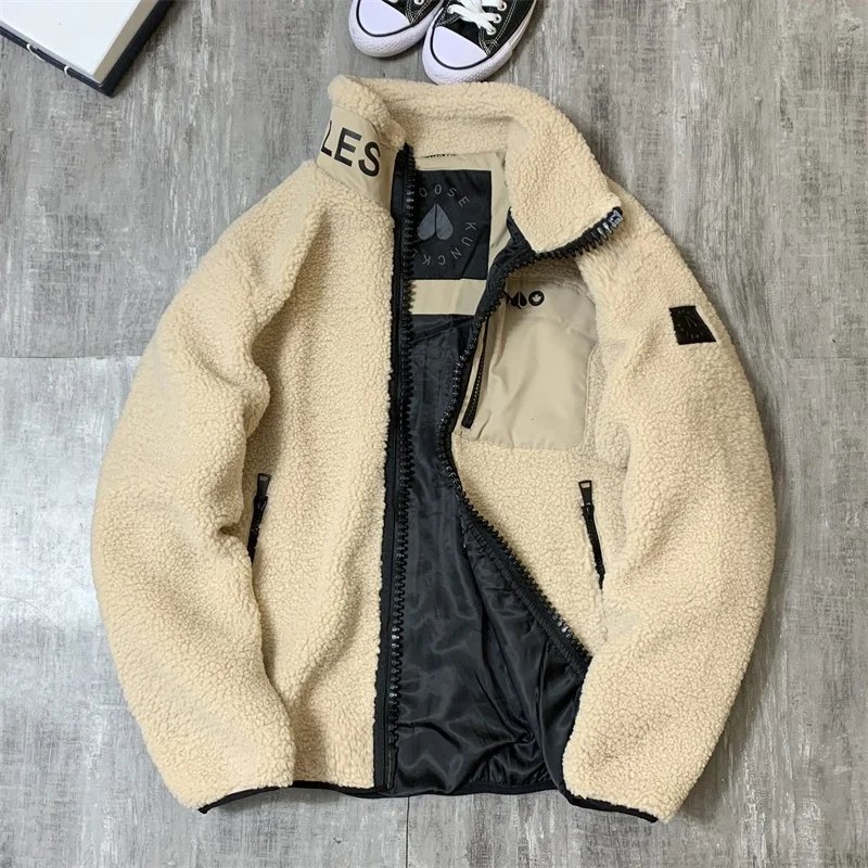

Warm Fce Lined Thiened Loose Fit Long Sve High Collar Cotton Jaet for Men Autumn Winter Outerwear Casual Sle