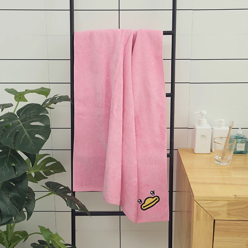 B.Duck Bath Towel Bathroom Cotton Enlarged Thickened Soft Absorbent Coral Velvet Fast Drying Towel Hand Towel Face Towel Sauna