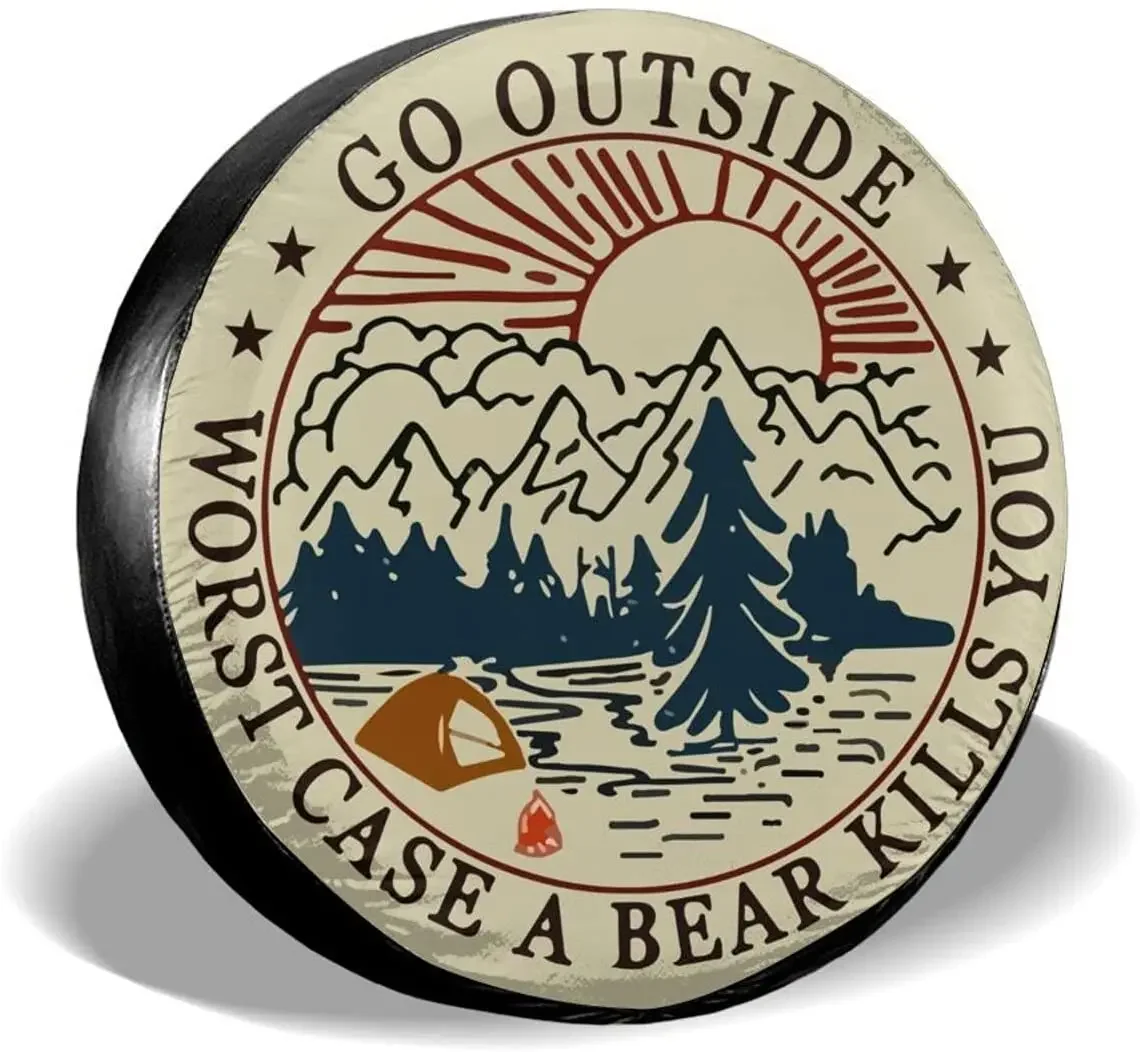

Cozipink Go Outside Worst Чехол A Bear Kill You Чехол для запасного колеса Всепогодные защитные колеса Универсальная посадка