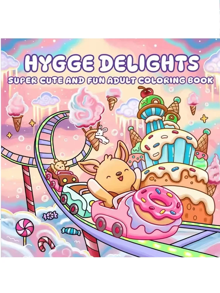 Hygge Delights Cute and Fun Adult Coloring Book  Featuring Adorable Animal Characters Engaging in Relaxation