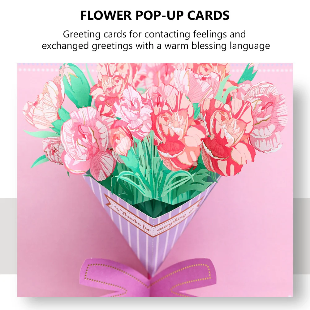 

2Pcs Gold Foil Carnation -Up Greeting Cards for Mother's Day Birthday Anniversary Floral Celebration Cards