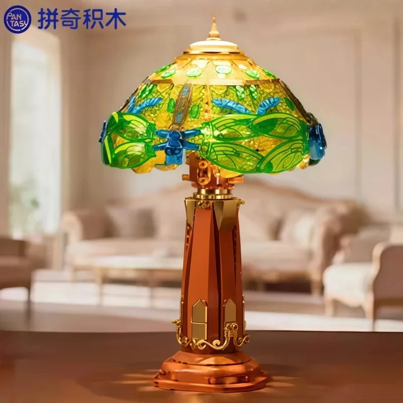 pantasy-serie-retro-blocs-de-construction-modele-d'assemblage-style-vintage-lampe-de-table-en-verre-objet-de-collection-decoratif-jouets-cadeaux