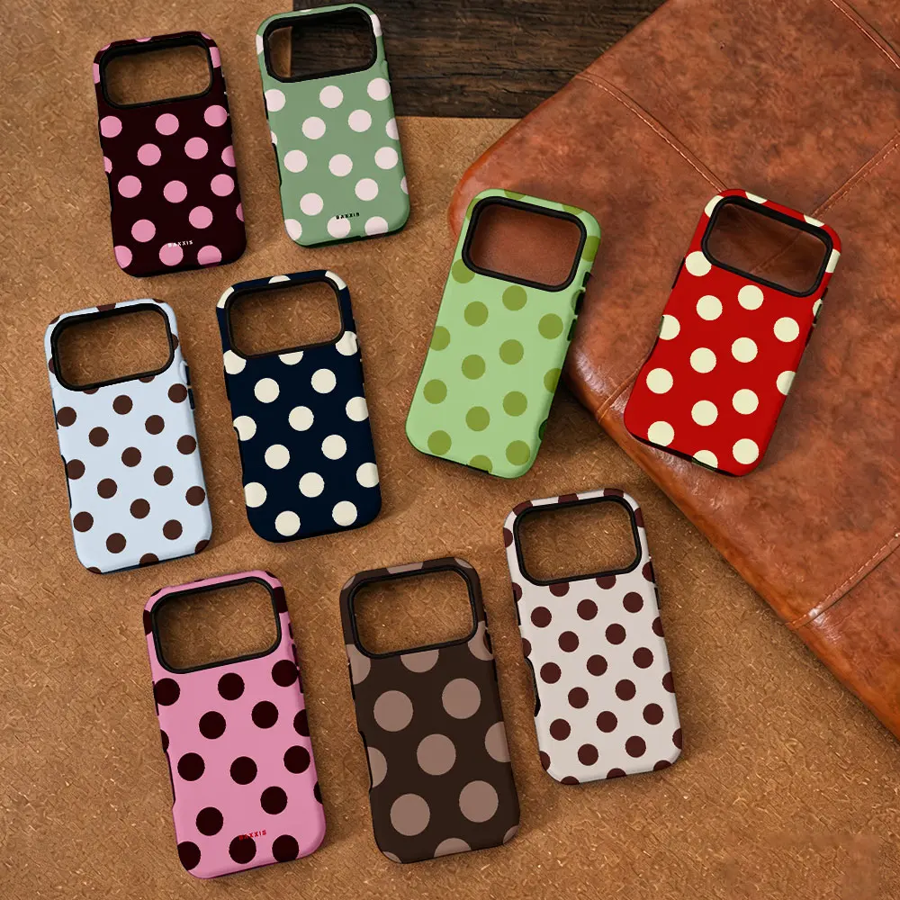 Luxuriöses Design Polka Dot Buntes Koreanisches Muster Handyhülle für iPhone 17 16e 15 14 13 12 11 Air Pro Max Plus Luxus Doppelschichtige Hülle – Detail 1