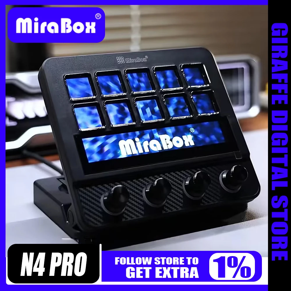 

New Mirabox N4 Pro Streamdeck Mini Keypad Visual 10-Key Macro Live Content MBOX Keyboards Creation Controller Multimedia Keypad