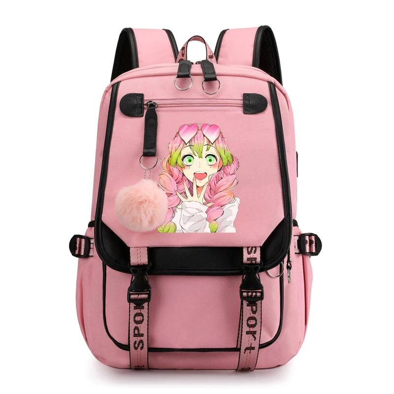 New Personality Creative Backpack Anime Kanroji Mitsuri Printing Schoolbag Friends Women Men'S Shoulder Travel Bag