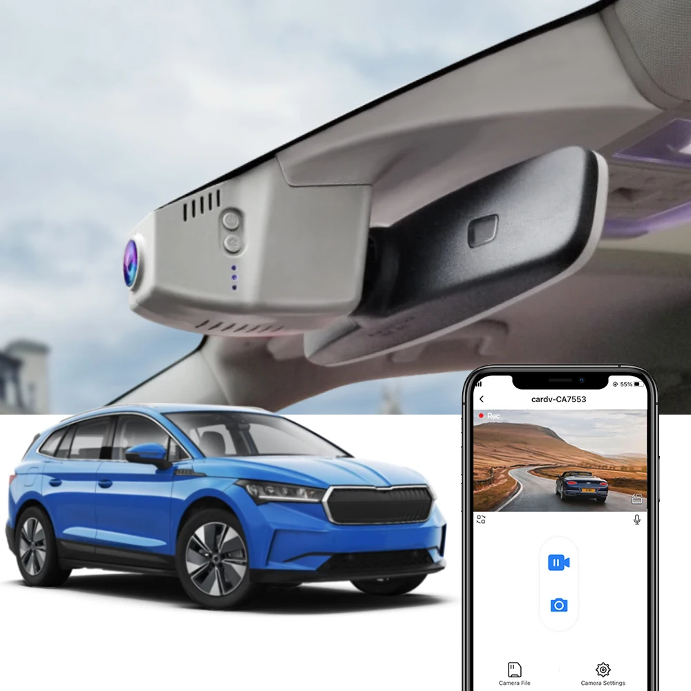 Dash Cam for Skoda Enyaq 2020 2021 2022 2023, FITCAMX 4K 2160P OEM Style Car Video Recorder WIFI Connect Control by APP