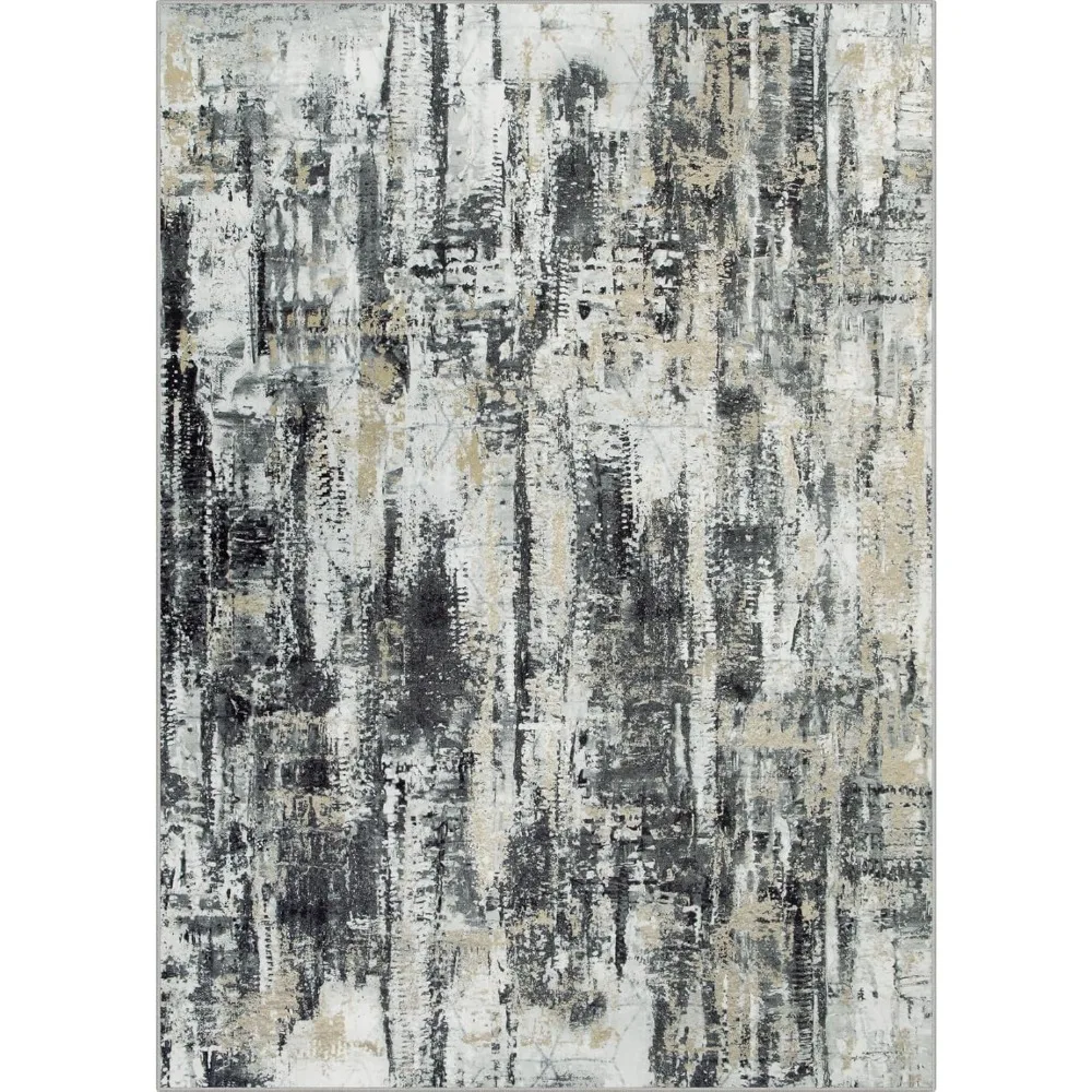 9x12 Area Rugs Washable Rug:  Abstract Living Room Rug Soft, Anti-Skid Thin Carpet Indoor Floor Non-Shedding Carpets for Bedroom