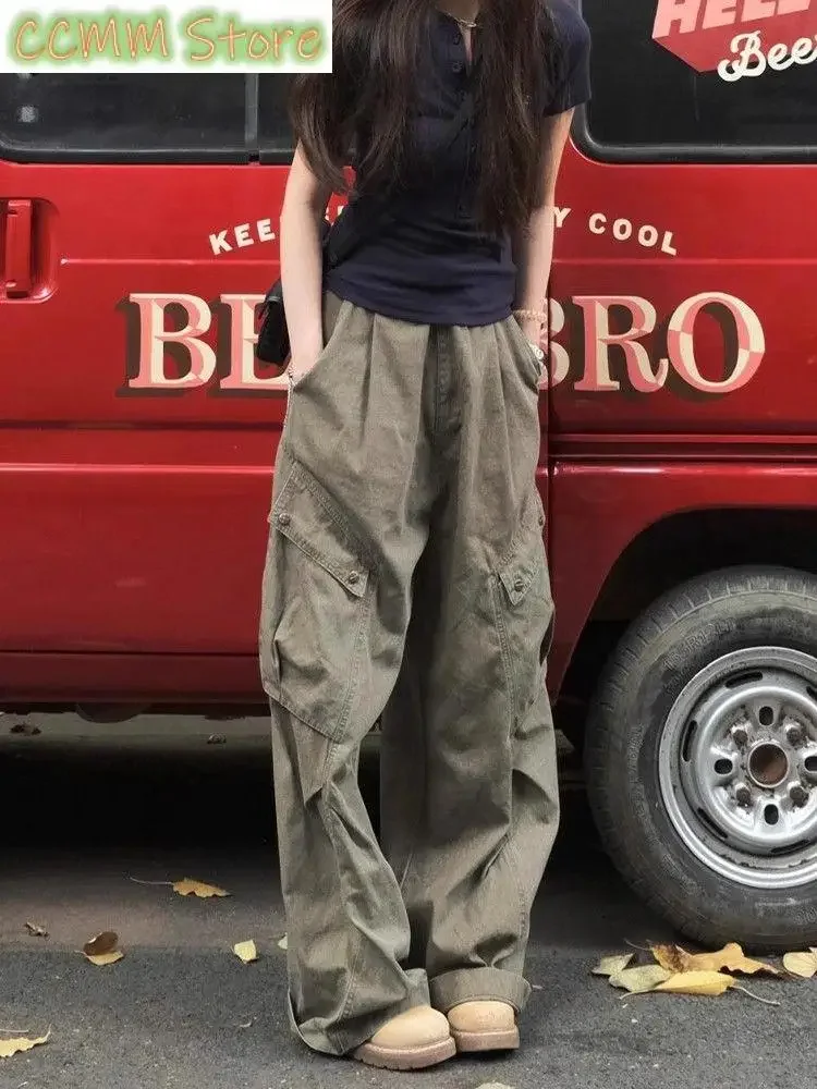 

Women's Street Dance Hip-hop Baggy Unisex Cargo Pants High Waisted Straight Vintage Streetwear Female Casual Wide Leg Trouser