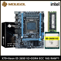 MOUGOL New X79 Gaming Motherboard Set with Intel Xeon E5 2650 V2 CPU & Dual-channel DDR4 16Gx1 MHz ECC RAM for Desktop Computer