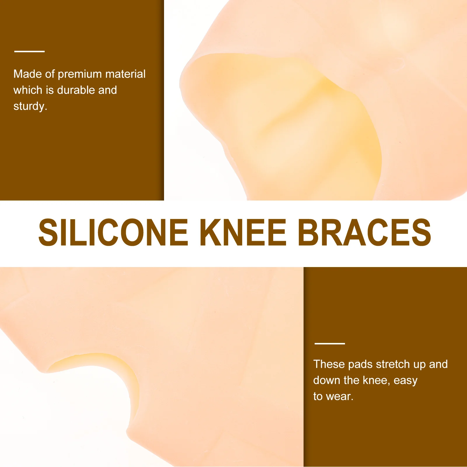 

1 Pair High-Elasticity Waterproof Knee Compression Braces L Size For Sports Swimming Riding Climbing Durable Silicone Pads