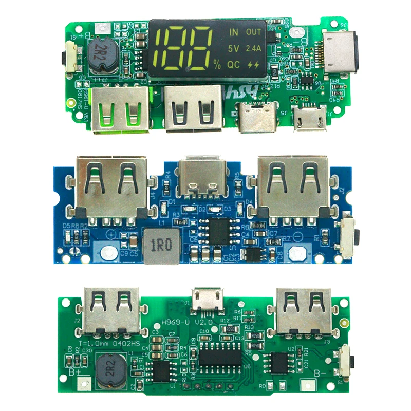 Lithium Battery Charger Board LED Dual USB 5V 2.4A Micro/Type-C USB Mobile Power Bank 18650 Charging Module Circuit Protection