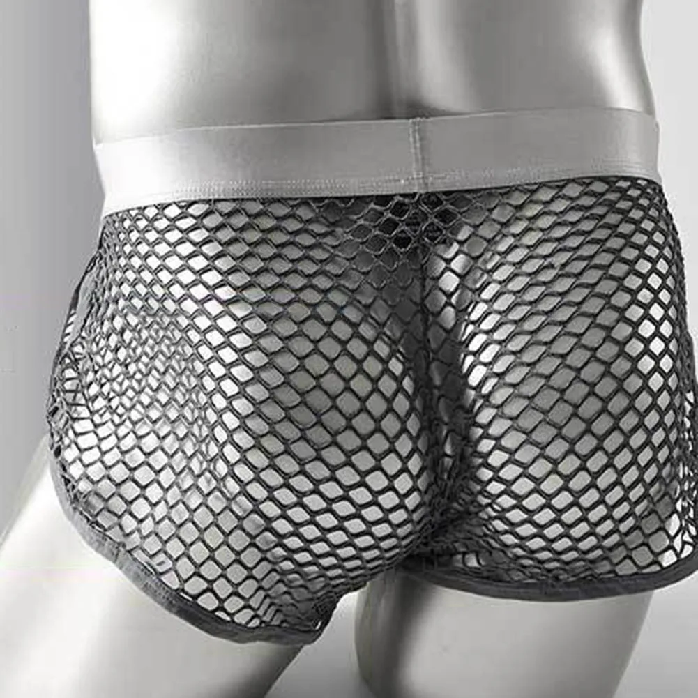 Men Mesh Patchwork Boxers Long Leg Shorts Sports Briefs Sexy Accessories Fit Lingeries For Man Breathable Extended Underwear