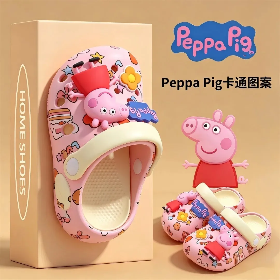 Peppa Pig Cartoon-bedruckte Clogs, niedliche, weiche Hausschuhe mit rutschfester Sohle, flache Sandalen für den Strand, für den täglichen Gebrauch, lässiges Schuhwerk