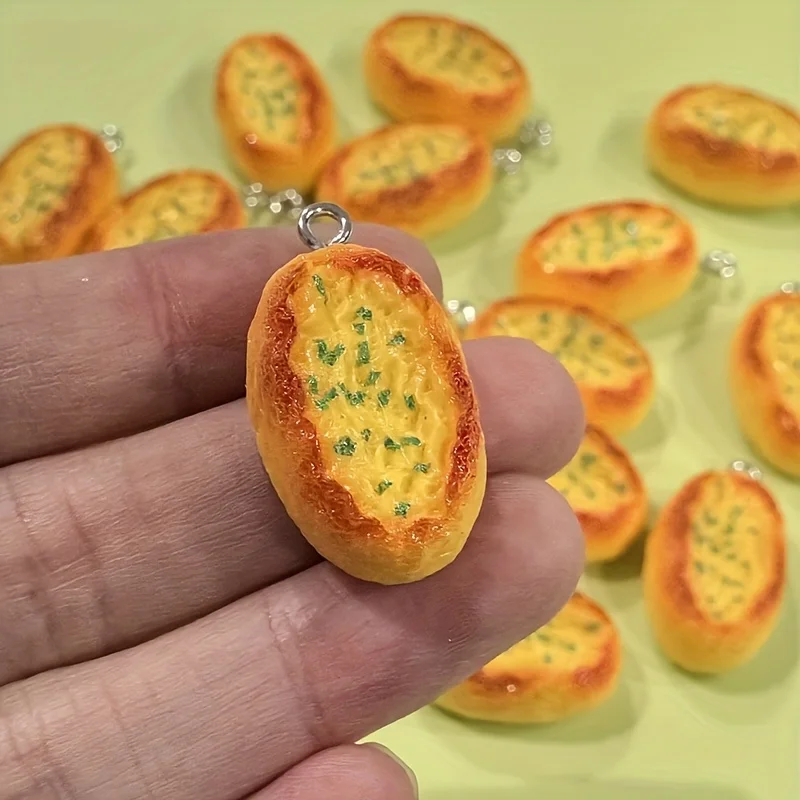 6Pcs Cartoon Cheese Bread Resin Charms Cute Mini Food Pendants DIY Earrings Keychain Jewelry Making Accessories view 5