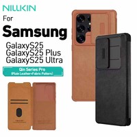 Nillkin Qin Pro Leather Case For Samsung Galaxy S25 Ultra S25+ S25 Plus Plain Leather Cloth Lens with Card Slot Back Cover