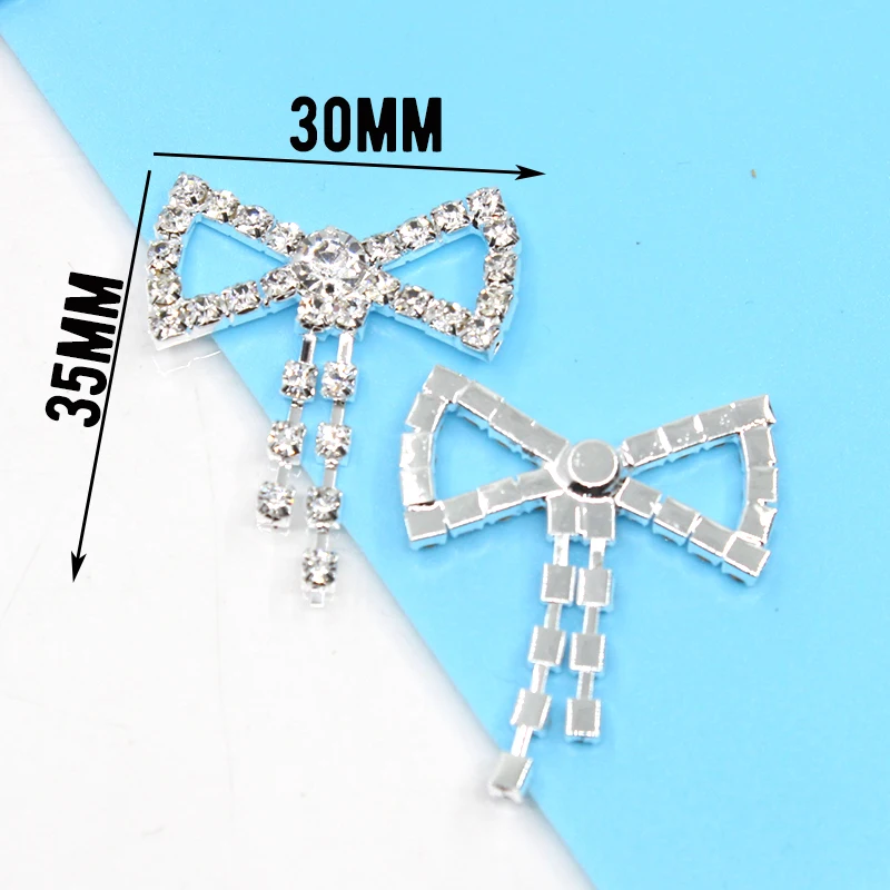 High quality! 10pcs Silver Rhinestone Invitation Ribbon slider buckle for Ribbons Wedding Supply Gift Wrap Hair bow Center