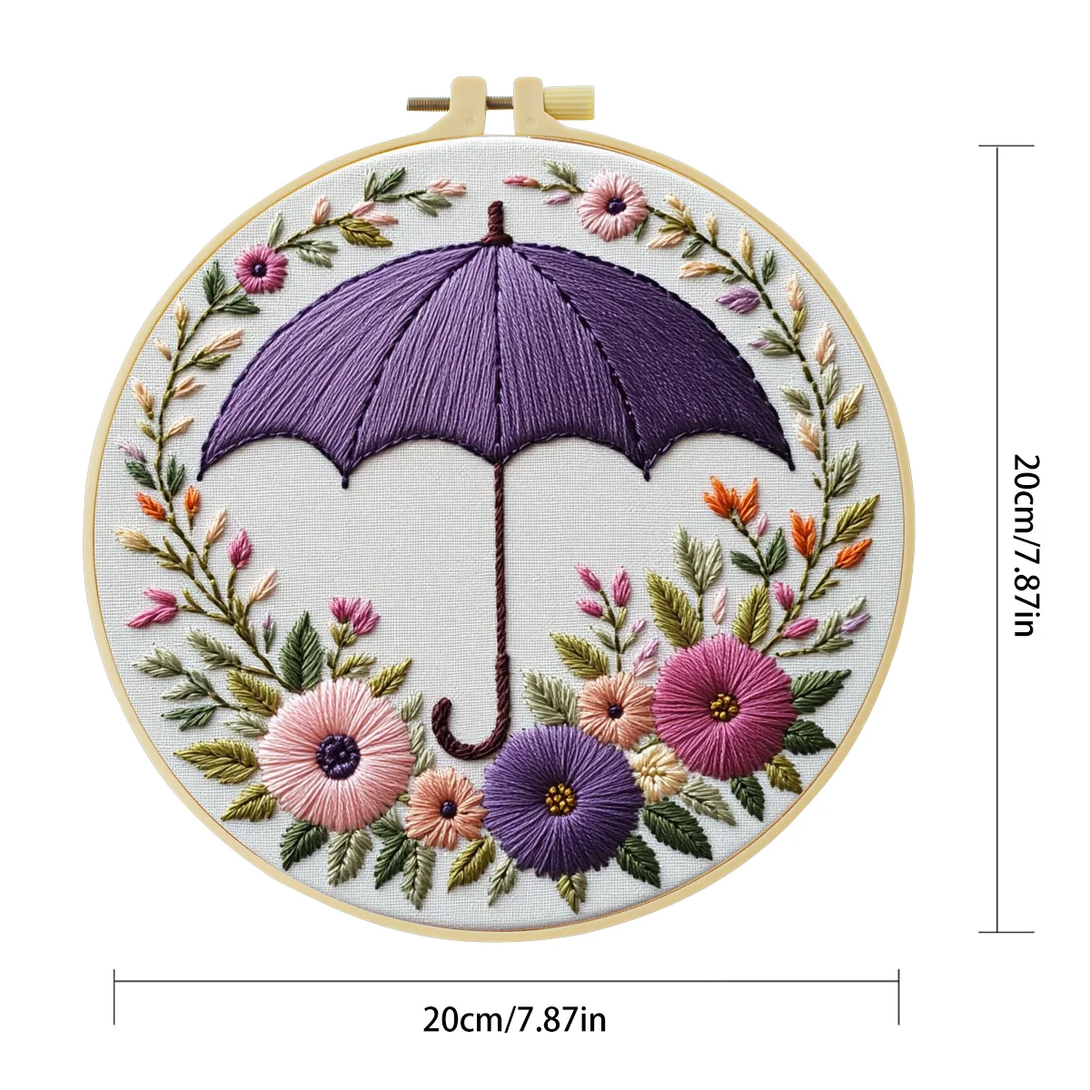 1 Stück 20X20CM/15X15CM 7,87/6,3 Zoll Stickerei-Starter-Kit DIY-Kit Heimdekoration, Regenschirm, Stickerei-Kit – Detail 5