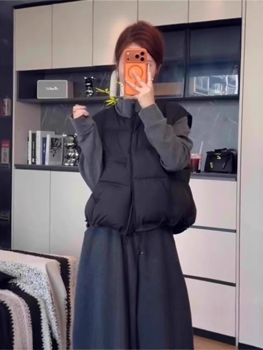 

Women's down Vest 2025 Autumn Winter New Korean Sle White Du down Casual Versatile Thi Warm Jaet Outerwear